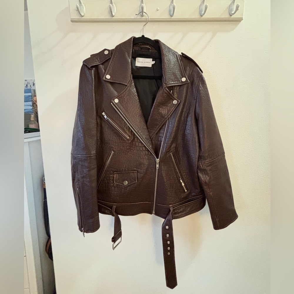 Rebecca Minkoff Tabitha Moto Jacket Brown Leather - Size M